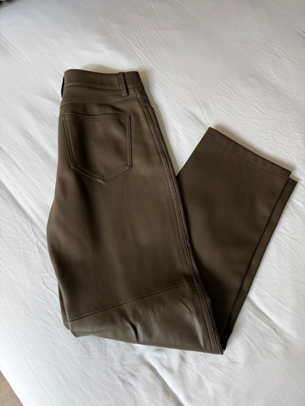 Mango Leather Effect Straight Trousers